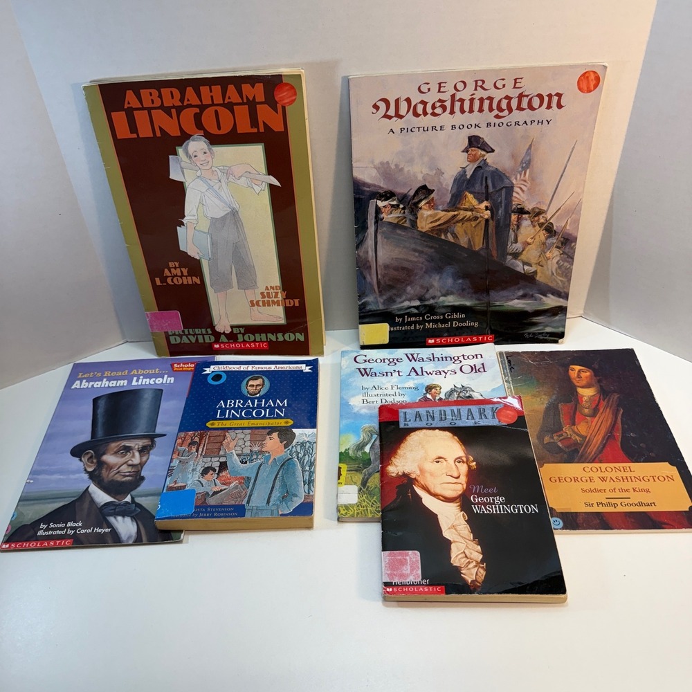 Scholastic Biography Book Lot Kids George Washington Abraham Lincoln President